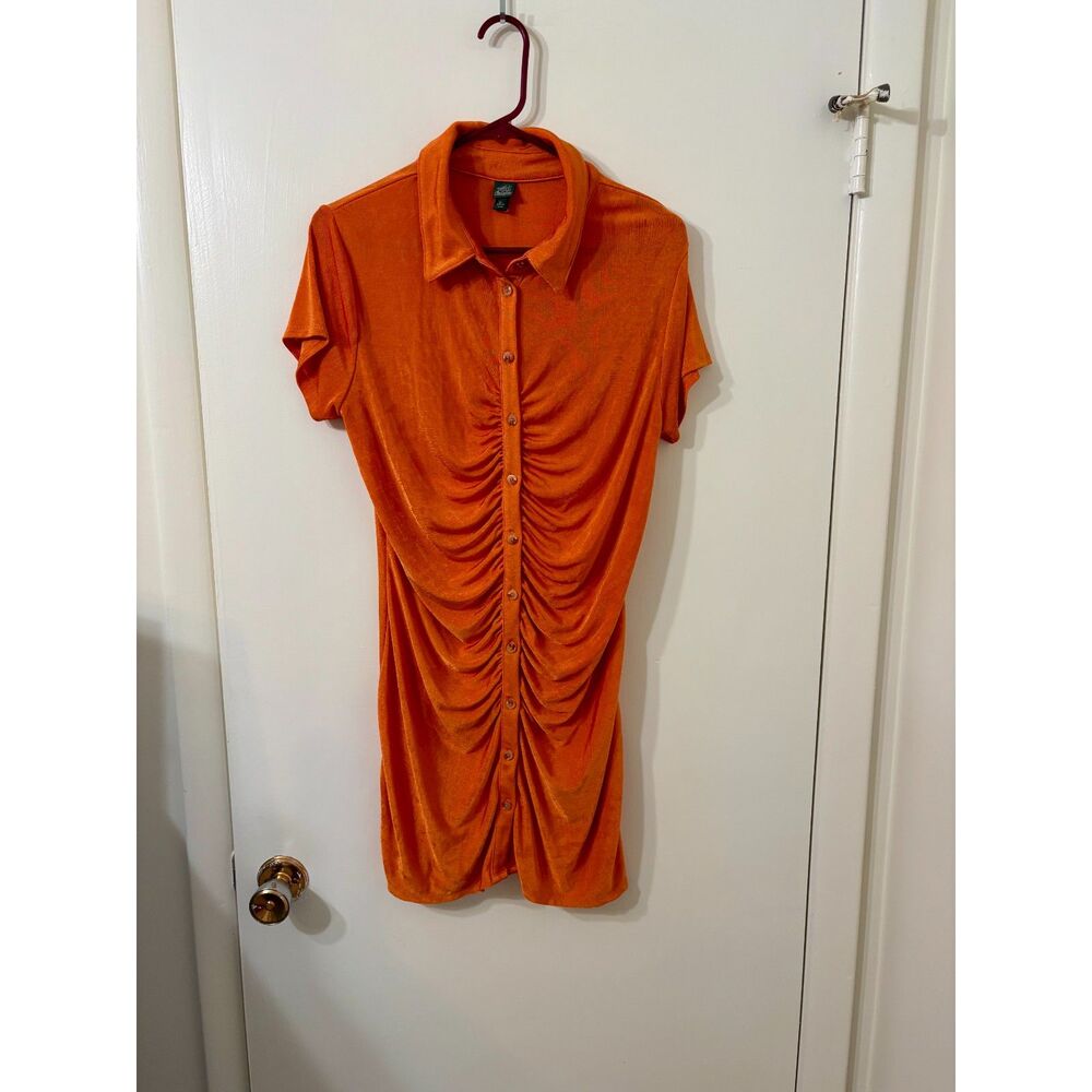 Wild Fable Womens Size XL Orange Crush Ruched Bodycon Dress